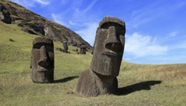 Giant moai heads on Easter Island